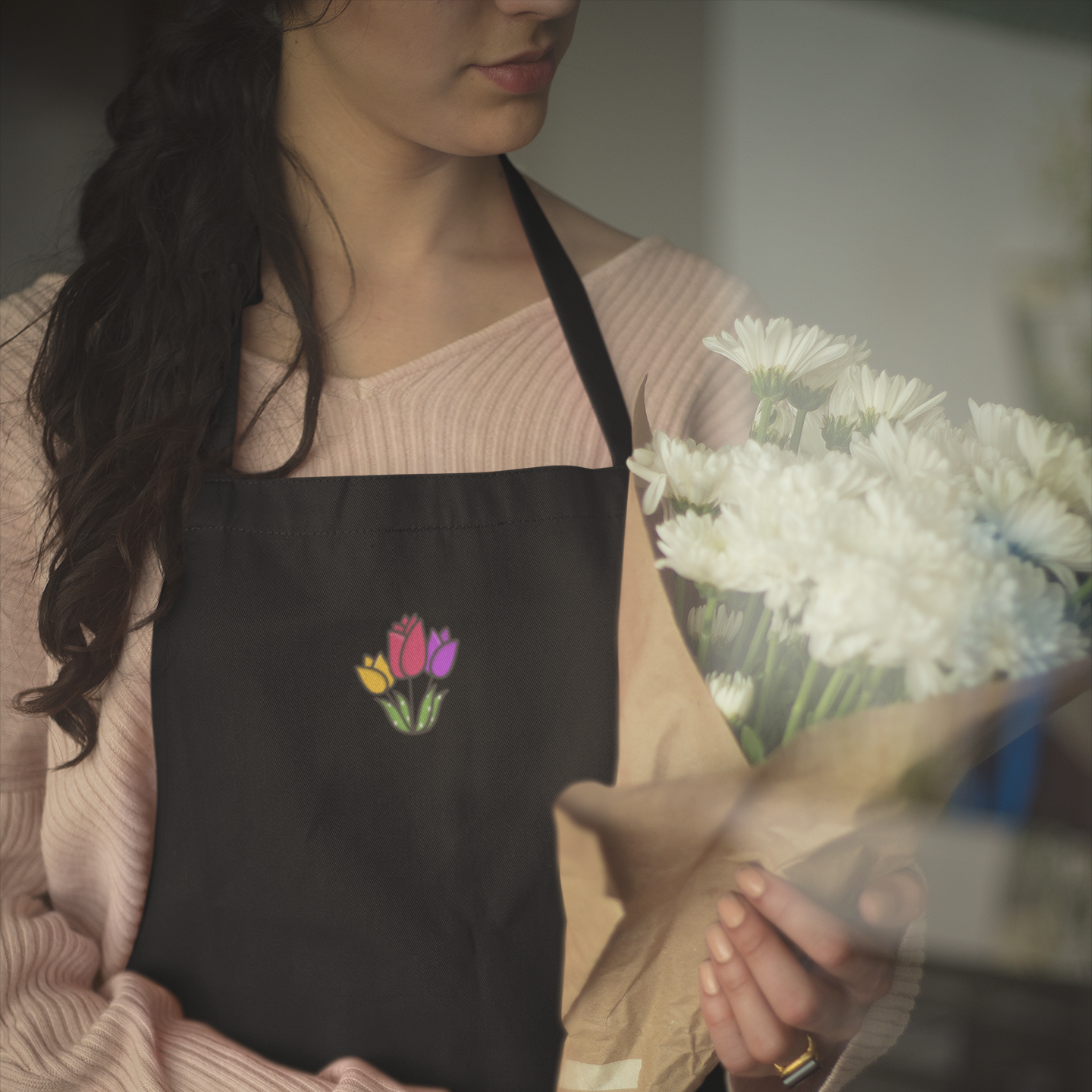 Organic cotton apron "Tulips"