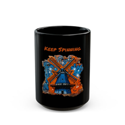 Black Mug "Keep spinning"