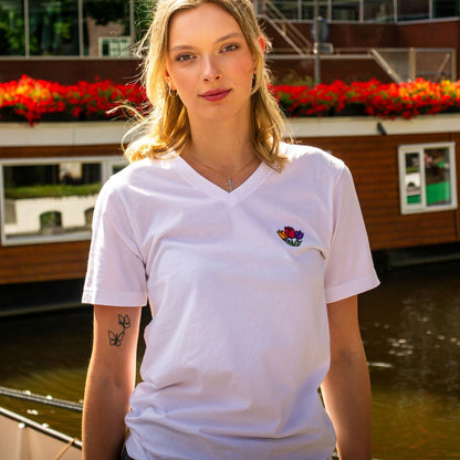 Unisex Short Sleeve V-Neck T-Shirt "Tulips"