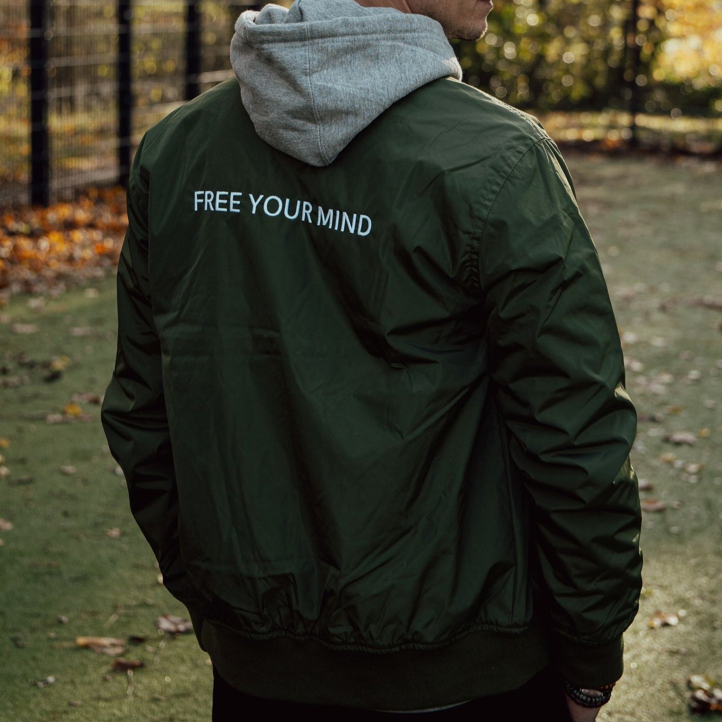 Premium recycled bomber jacket "FREE YOUR MIND"