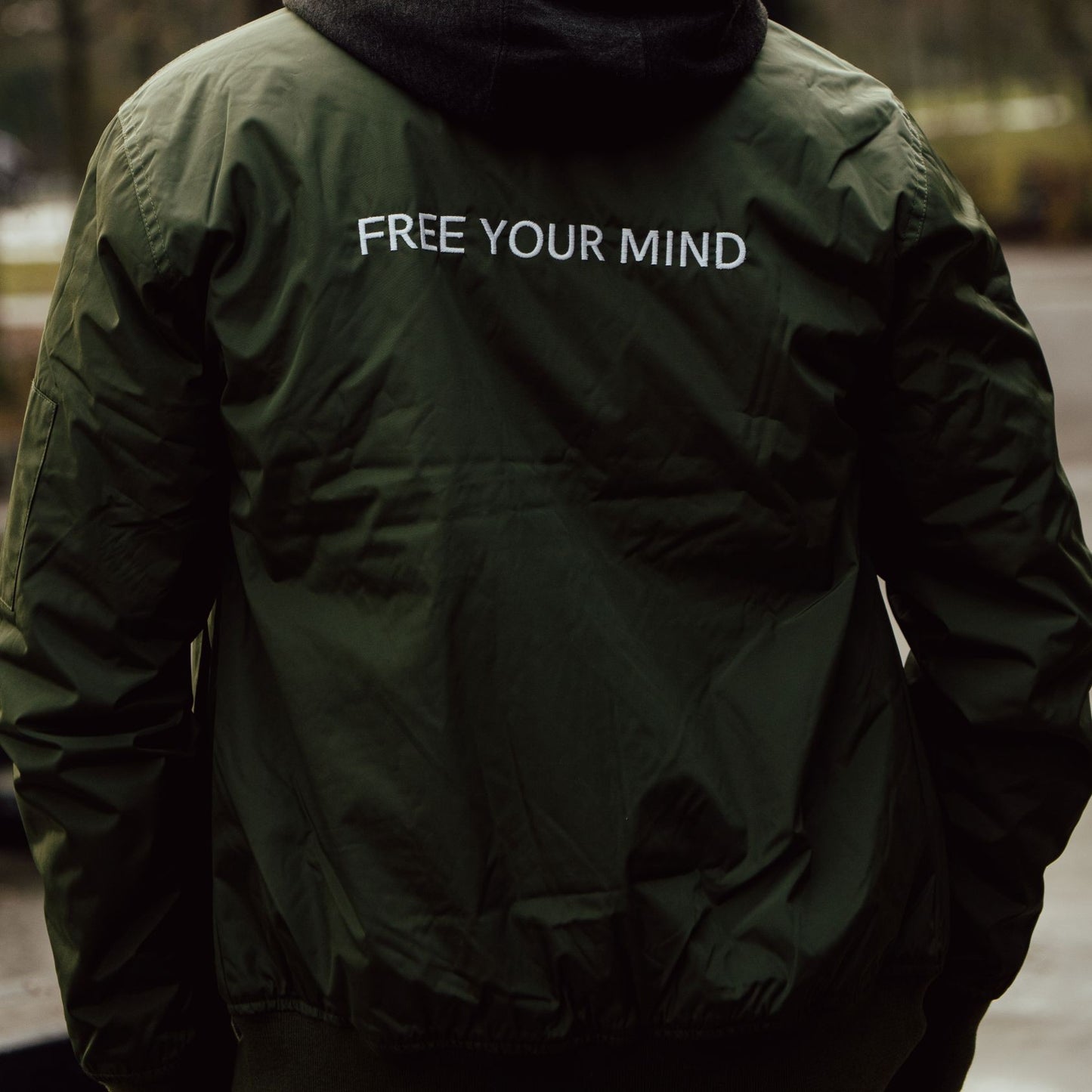Premium recycled bomber jacket "FREE YOUR MIND"