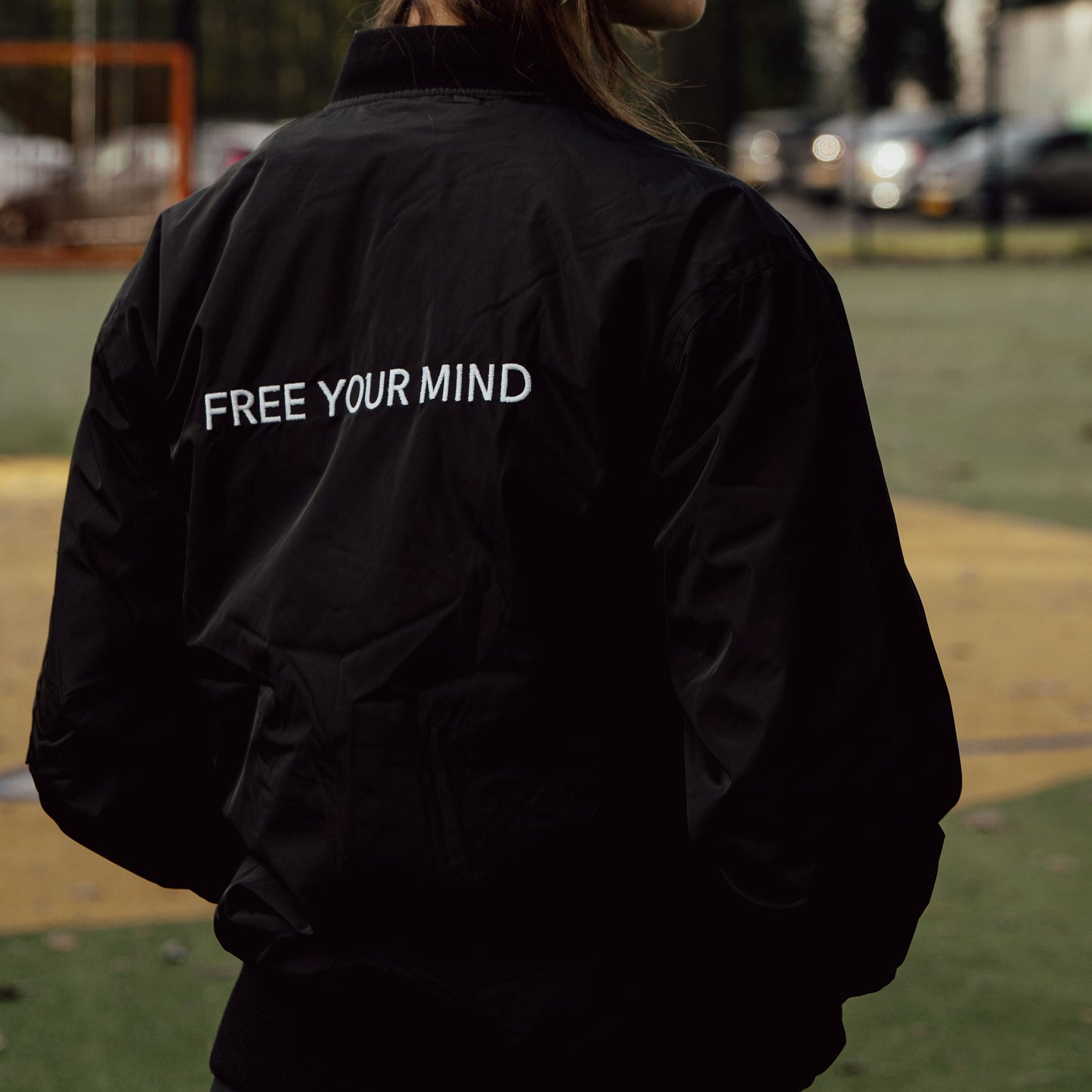 Premium recycled bomber jacket "FREE YOUR MIND"