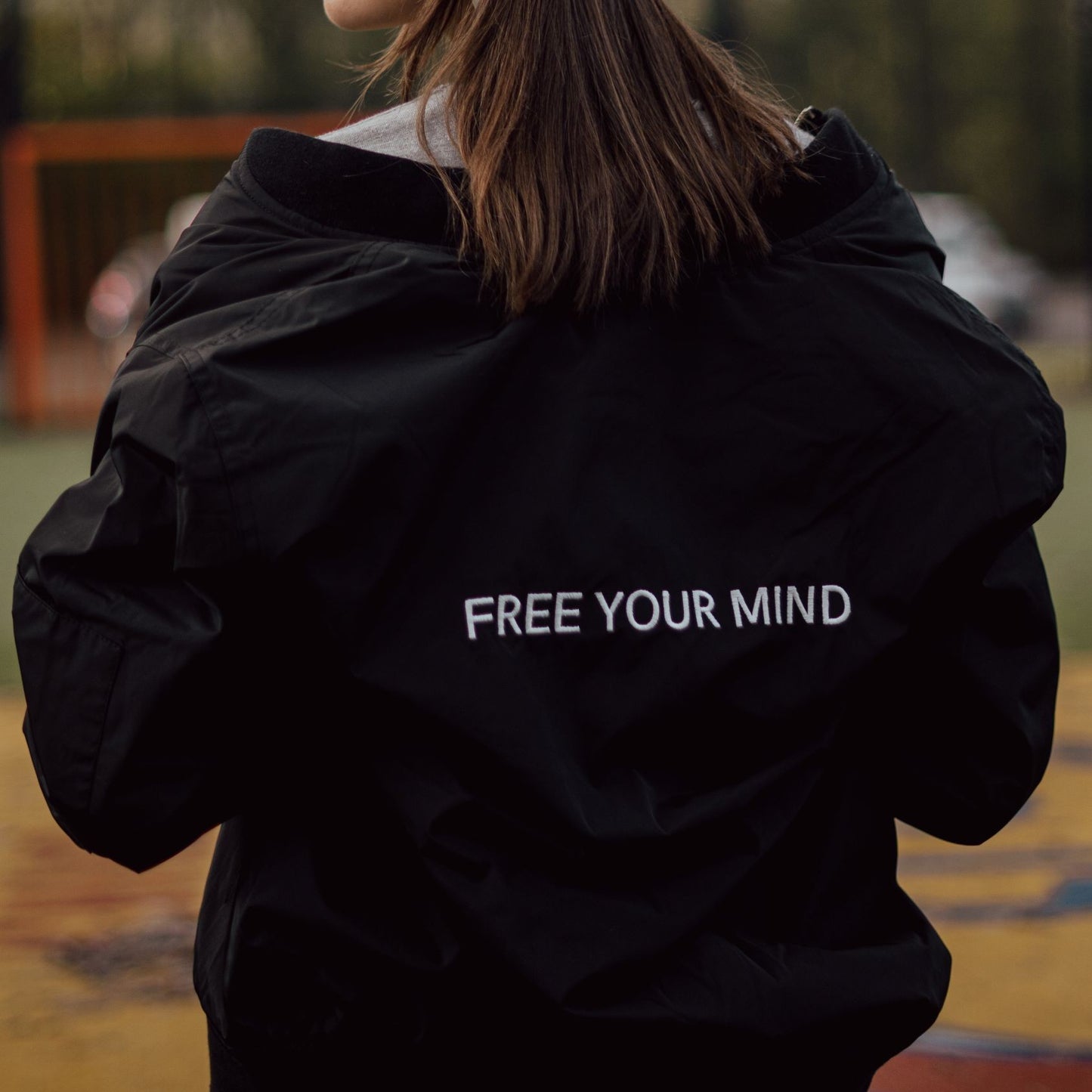 Premium recycled bomber jacket "FREE YOUR MIND"