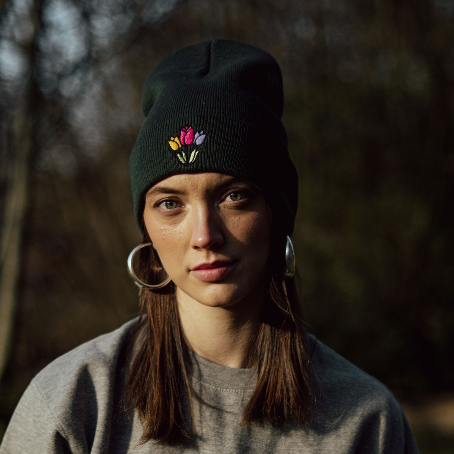 Embroidered Beanie "Tulips"