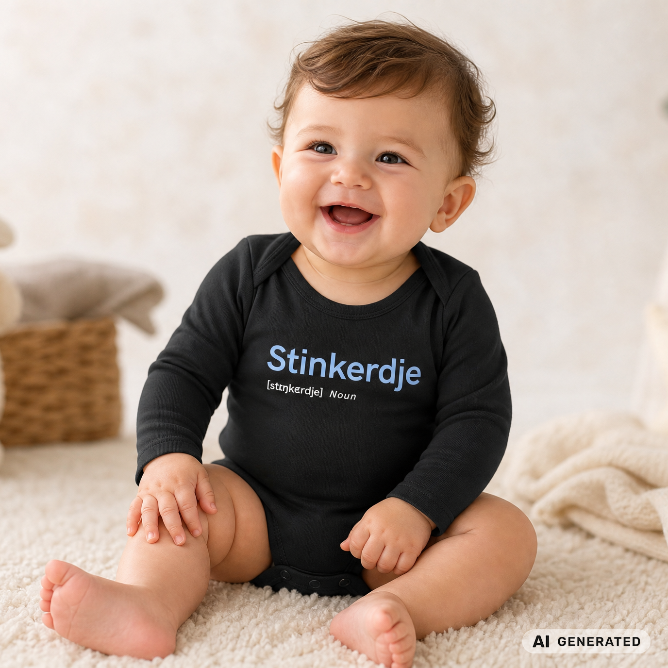 Baby Long-Sleeve Organic Bodysuit "Stinkerdje"